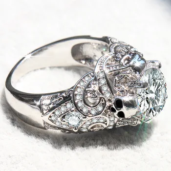 Neo-Gotickom štýle retro prehnané lebky luxusné čarodejnice diamantový prsteň pre ženy šperky darček obrad dávnych temnú mágiu pole