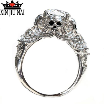 Neo-Gotickom štýle retro prehnané lebky luxusné čarodejnice diamantový prsteň pre ženy šperky darček obrad dávnych temnú mágiu pole