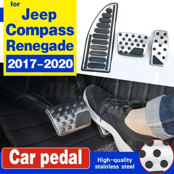 Nerezový plynový Pedál Brzdy, Pedále Kryt Zvyšok Pedále pre Jeep Compass 2017-2020 Renegade Auto Nohy Príslušenstvo