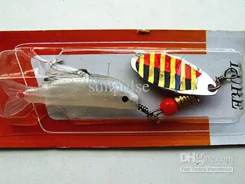 NewArrival - doprava zadarmo --lyžice Spin návnady s rybami-tvarované mäkké návnady s hákom 4g/7 cm za kus