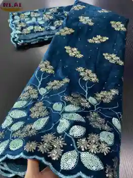 NIAI francúzsky Čistý Čipky Textílie S Flitrami Velvet Textílie 2020 Vysoko Kvalitnej Čipky Afriky Čipky Textílie Na Svadby, Šitie XY3340B-4