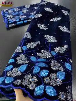 NIAI francúzsky Čistý Čipky Textílie S Flitrami Velvet Textílie 2020 Vysoko Kvalitnej Čipky Afriky Čipky Textílie Na Svadby, Šitie XY3340B-4