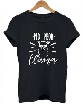NO PROB LAMY alpaky Ženy tričko Bežné Bavlna Lumbálna Funny t-shirt Pre Pani Yong Dievča Top Tee Kvapka Loď ZY-131