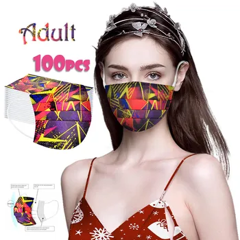 Non-tkané Jeden Čas 50/100KS Masku na Tvár Fashion Dospelých 3 Layer Mask Zakrývanie Tlač Masky s Filtrom Úst Maska S Dizajnom Masque