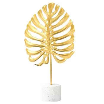 Nordic Luxusné Zlaté Železa Imitácia Monstera Leaf Abstraktné Sochárstvo Rastlín Figúrka Kovové Remesiel Domov Svadobné Ploche Dekorácie