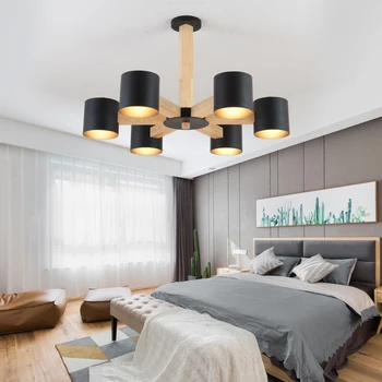 Nordic moderné kovaného železa masívneho dreva E27 luster pre spálne, kuchyne, obývacej izby, spálne, reštaurácia osobnosti luster