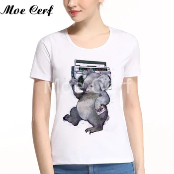 Nové 2020 Letné Módy Koala rádio T Shirt Ženy krátky rukáv cartoon Zvierat lebka Topy Harajuku v pohode Lumbálna tee L11-113