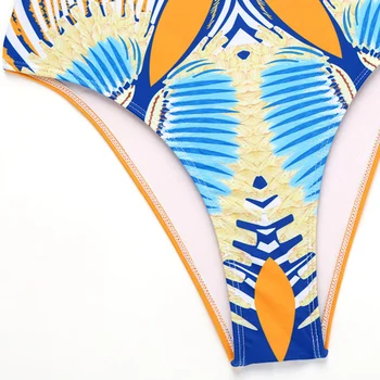 Nové 2020 Tlačených Spojov Dlhý Rukáv Ženy Plavky Jednodielne Plavky Žena Bather Zips Celé Plavky Na Kúpanie Oblek Plávať Kombinézu