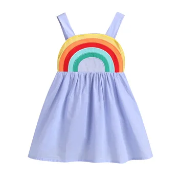Nové Batoľa, Dieťa Dievča Backless Rainbow Šatka Šaty Príležitostné Letné Oblečenie 1-7 Rokov Dievčatá Bez Rukávov Princezná Šaty, Oblečenie Pre Deti