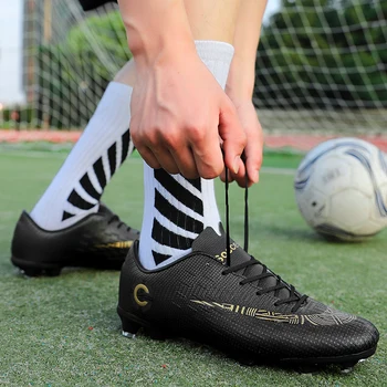 Nové Modely Profesionálny Futbal Topánky Pre Mužov Black Dospelý Samec Futbal Futbal Topánky Ľahký Mens Krytý Futbal Topánky