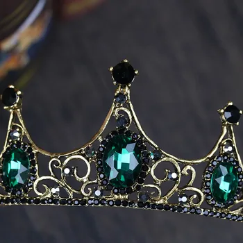 Nové Módne, Elegantné Vintage Malé Barokový Green Crystal Tiaras Korún pre Ženy, Dievčatá, Nevesty Svadobné Vlasy, Šperky, Doplnky