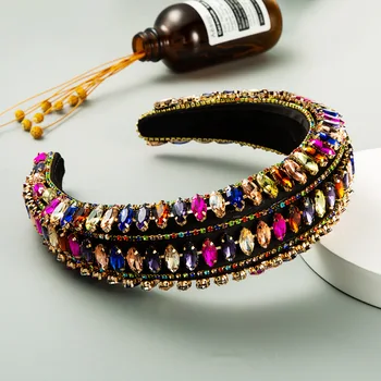Nové Módne Hubky Crystal Vlasy Kapely Čelenky pre Ženy Drahokamu Hairband Barokový Luxusné Headpieces Žena Vlasy Príslušenstvo