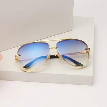 Nové Módne slnečné Okuliare Luxusný Dizajn Značky Ženy Muži Ročník Kovové Gradient Slnečné okuliare UV400 Odtiene Okuliare gafas de sol