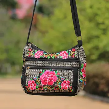 Nové Módne výšivky Ženy Malé tašky!Anglicko Štýlu Kvetinové vyšívané Lady ramenný&Crossbody tašky Hot Plátno Sedlo Dopravcu