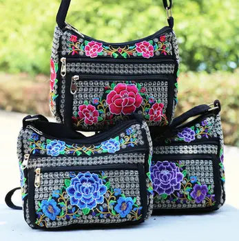 Nové Módne výšivky Ženy Malé tašky!Anglicko Štýlu Kvetinové vyšívané Lady ramenný&Crossbody tašky Hot Plátno Sedlo Dopravcu