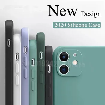 Nové Námestie Kvapalné Silikónové puzdro Pre iphone 11 12 pro max puzdro Pre iphone 7 8 plus 6 6s Originálne Luxusné Farbou Mäkké prípadoch