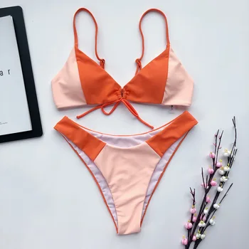 NOVÉ Patchwork Brazílske Bikini Set Žien Podložky Push up Plavky Dievčatá Bralette Plavky Ženy 2020 Pevné plavky plážové oblečenie