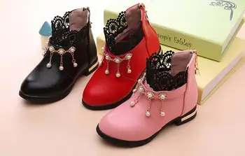 Nové topánky prišla Jeseň fashion dievčatá topánky deti ploché topánky zip červená čierna ružová PU členok dieťa veľkosť topánok, 26-37