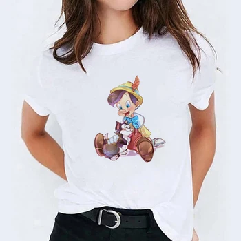 Nové Tričko Ženy Krátkym Rukávom Letné Topy Bežné Tee Tričko Homme Harajuku Cute Cat Pinocchio tričká Unisex Oblečenie