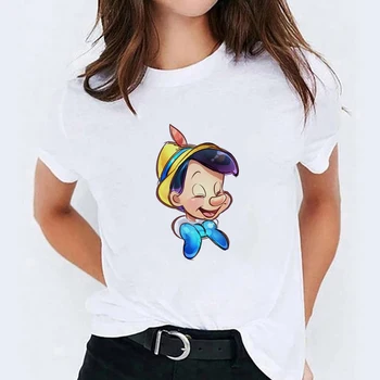 Nové Tričko Ženy Krátkym Rukávom Letné Topy Bežné Tee Tričko Homme Harajuku Cute Cat Pinocchio tričká Unisex Oblečenie