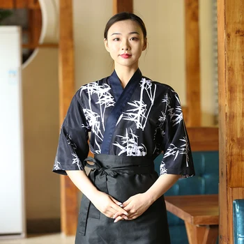 Nové Unisex Japonský Kórea Štýl Kuchár Jednotné Kimono Sushi Kuchára Tričko Stredné Rukáv Reštaurácie, Kuchyne, Čašník Práce Uniformy