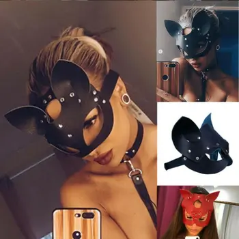 Nový Sexy Ženy Maska Pol Oči Mačka Kožené Maska Cosplay Dospelých Hrať Hry Oči Maska Maškaráda Loptu Maškarný Karneval masiek