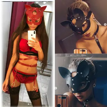 Nový Sexy Ženy Maska Pol Oči Mačka Kožené Maska Cosplay Dospelých Hrať Hry Oči Maska Maškaráda Loptu Maškarný Karneval masiek