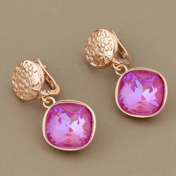 Nový Trend Mnohých štýlov a farieb 585 Rose Gold Color Crystal Náušnice pre ženy Nezvyčajné okrúhle náušnice Šperky Na Vianoce