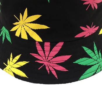 Nový štýl Ženy muži Móde Konope Leaf Design Povodí čiapky Javorové listy Brooklyn Vedierko Hat Rybár Letné Beach voľný čas Panamský klobúk