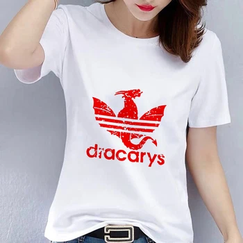 Nový Ženy Dracarys Vintage Dragon T Shirt Cartoon Príležitostné Letné Topy Biele Tričko Kvapka Loď Oblečenie 2021