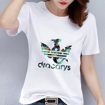 Nový Ženy Dracarys Vintage Dragon T Shirt Cartoon Príležitostné Letné Topy Biele Tričko Kvapka Loď Oblečenie 2021