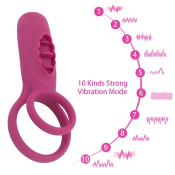 OLO 10 Frekvencia Duálny Vibračný Penis Krúžok Vibrátor Oneskorenie Ejakulácie Mravnosť Sexuálne Hračky pre Dospelých Pár