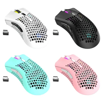 Optické RGB Gaming Mouse USB 2,4 GHz Bezdrôtová Nabíjateľná Duté Hráč Honeycomb