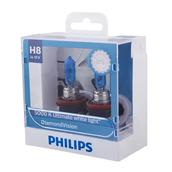 Originál Philips H8 12V 35W Diamond Vízia 5000K Xenon Super White Hmlové Svetlo Halogénové Žiarovky Auto Lampy PGJ19-1 12360DV S2, Pár
