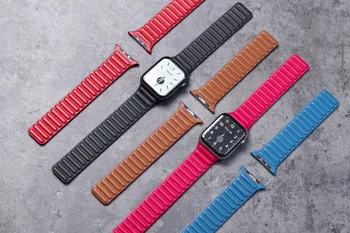 Originálne Kožené Odkaz popruh pre Apple hodinky 5 kapela 44 40 mm, nastaviteľné magnetické mäkké náramok iWatch series 5 se 6 3 popruh 42 38 mm