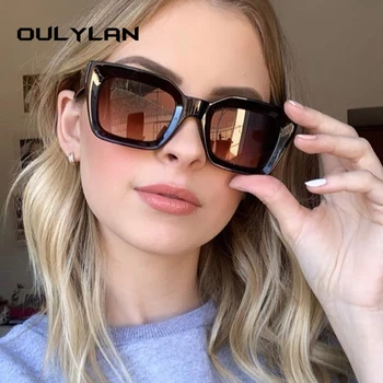 Oulylan Vintage Námestie slnečné Okuliare Ženy Dizajn Značky Retro Slnečné Okuliare Gradient Odtieňoch, Dámske Slnečné okuliare UV400