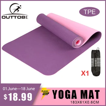 Outtobe Yoga Mat 6 mm Telocvični Cvičenie Mat Eco Friendly Non-Slip Vykonávať & Fitness Podložka na Cvičenie Mat s Darom Odolnosť kapely