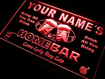 P-tm Meno Osobné Vlastné Domáce Bar Pivo Hrnček LED Neónový nápis 7 Farieb alebo Multicolor s 5 Veľkostí Kola alebo Tvar Obdĺžnika