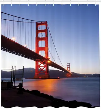Panoráma Sprchový Záves San Francisco Most USA Výhľad na Mesto Golden Gate Cestovanie Určenia Textílie Kúpeľňa Decor Set
