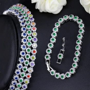 PANSYSEN Svadobné Zapojenie 925 Strieborný Náhrdelník/Náušnice/Náramok Šperky Nastaviť Nové Módne Emerald Drahokam Ženy Jewerly Sady