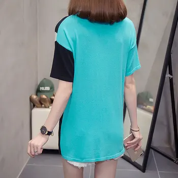 Patchwork T-tričko chic Harajuku vintage BF veľkosť voľné dámske fashion T-shirt nové 2020 lete Bežné Lady Topy