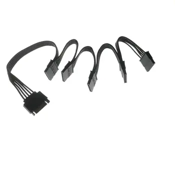 PC Server Pevný Disk 15 kolíkový SATA Adaptér 1 do 5 Power Splitter Predlžovací Kábel 18AWG Drôtu Čierny 60 cm