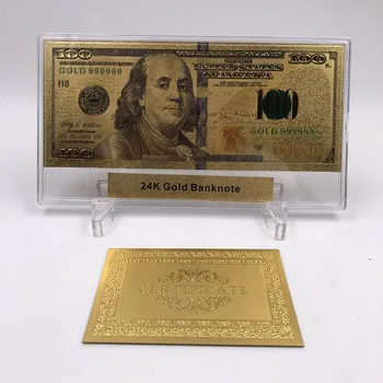 Pekné Amerike 24k Zlato, Bankovky NÁS 100 Doláru v roku 1928 Bankoviek v 24k Gold Falošné Papierové Peniaze S Plastový Rám Pre Zber