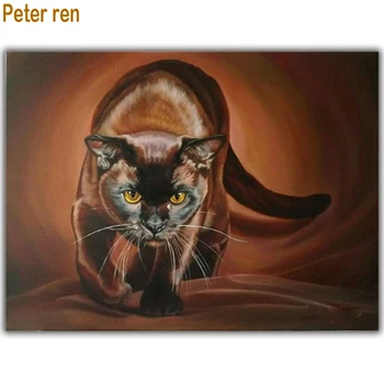 Peter ren Diamond maľovanie Cross stitch Zvierat mačka Diy Kolo/Štvorcových Diamond mozaiky Plná Výšivka s diamantmi