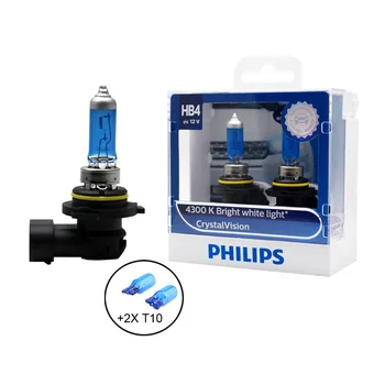 Philips H1 H4 H7 H11 9005 9006 12V Crystal Vision 4300K Jasné Biele Svetlo Halogénové Auto Vedúci Svetlo Hmlové Svetlomety +2x T10 Žiarovky, Pár