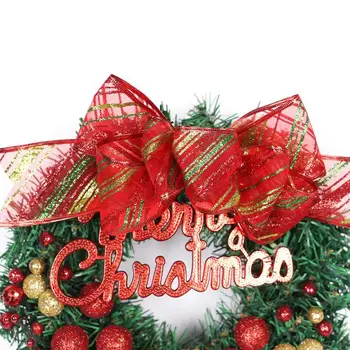 Plastové Umelý Vianočný Veniec S Bowknot Dekoratívne Gule Darčeky Na Vianočné Party Dekor Predné Dvere Ornament