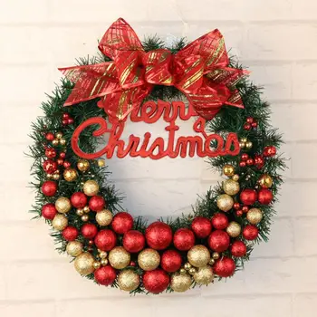 Plastové Umelý Vianočný Veniec S Bowknot Dekoratívne Gule Darčeky Na Vianočné Party Dekor Predné Dvere Ornament