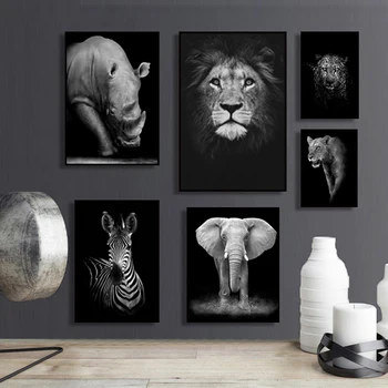 Plátno Maľby Zvierat Wall Art Lev, Slon Jeleň Zebra Plagáty a Potlačou obrazov na Stenu pre Obývacia Izba Dekorácie Domova