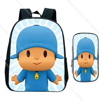 POCOYO Mš Batoh 2ks/Set Detí, Školské tašky s peračník Deti Roztomilý Kreslený Batohu Batoľa Anime Batoh
