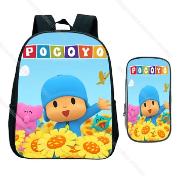 POCOYO Mš Batoh 2ks/Set Detí, Školské tašky s peračník Deti Roztomilý Kreslený Batohu Batoľa Anime Batoh